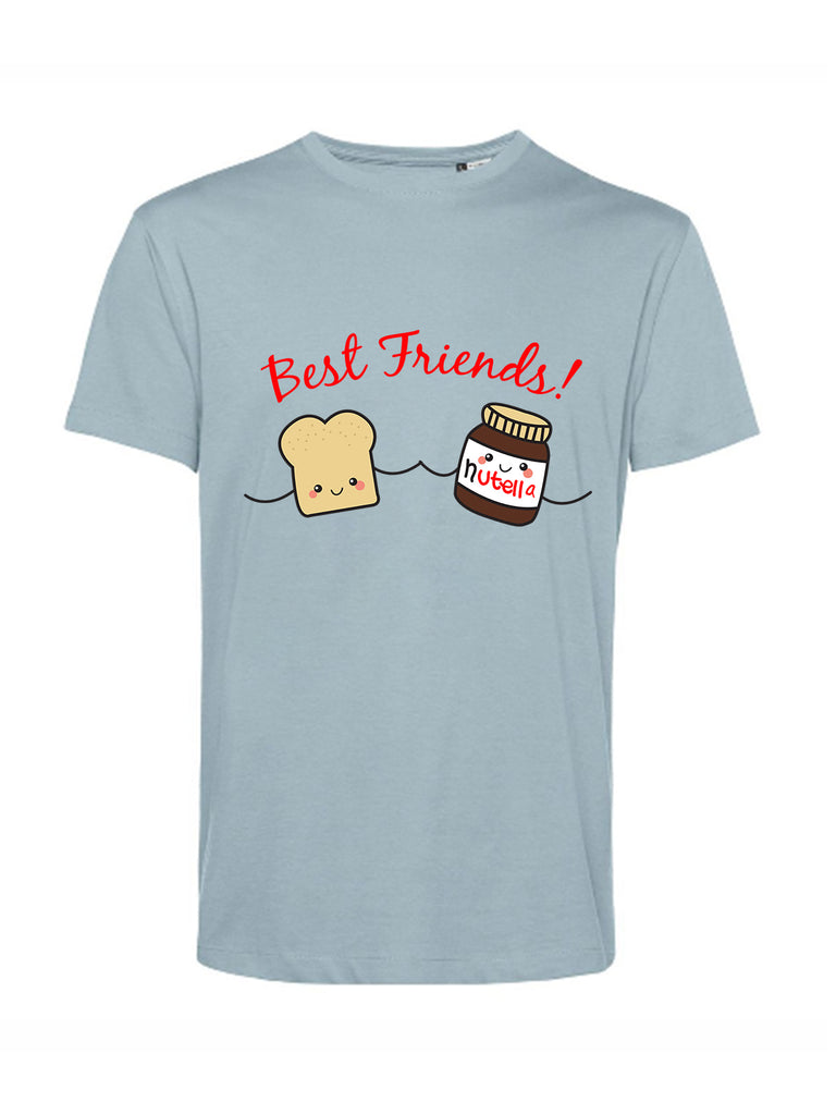 Maglietta migliori amiche blu con scritta "Best friends", come la nutella col pane, Teetogo