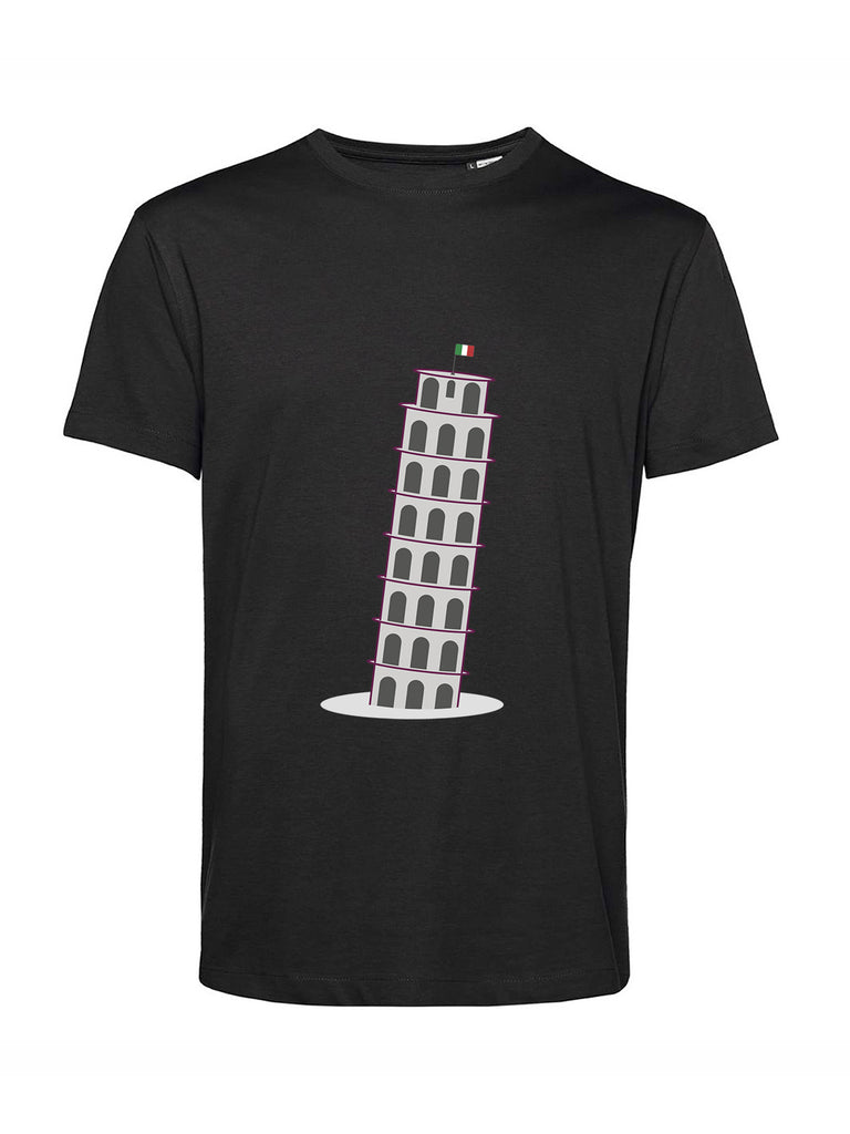 Maglietta nera con disegno della torre di Pisa