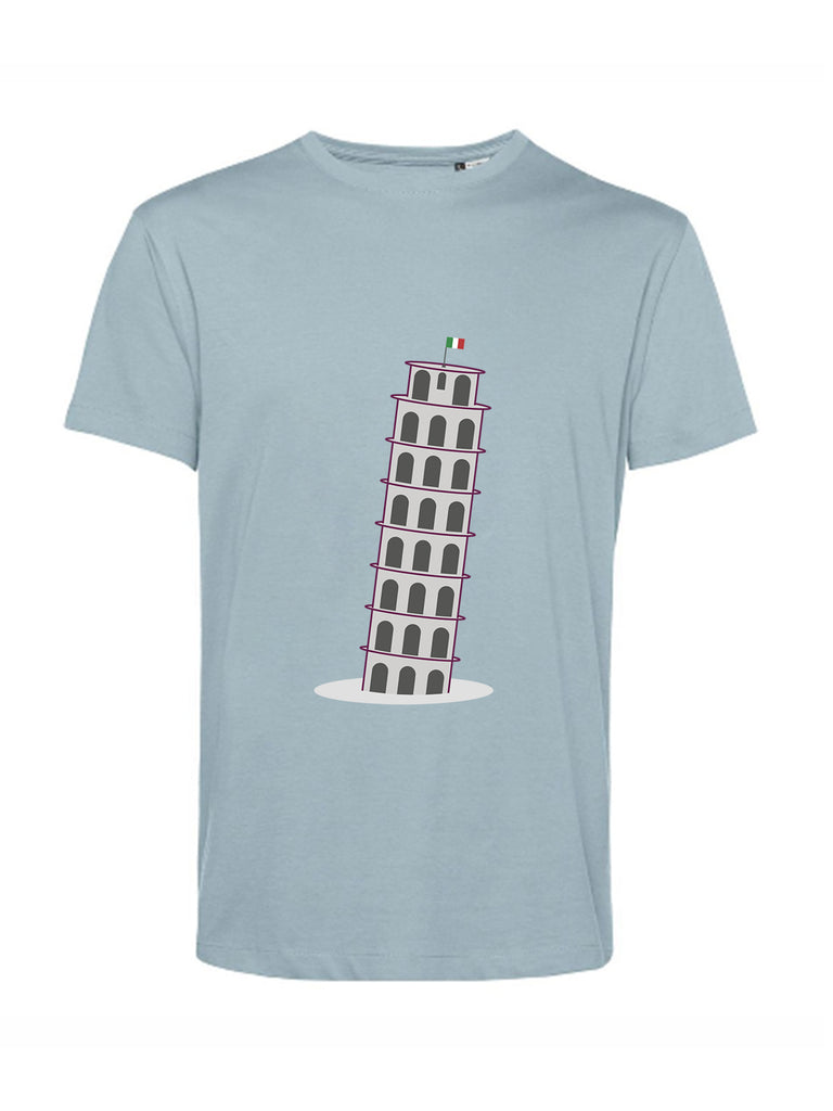 Maglietta grigia con disegno della torre di Pisa