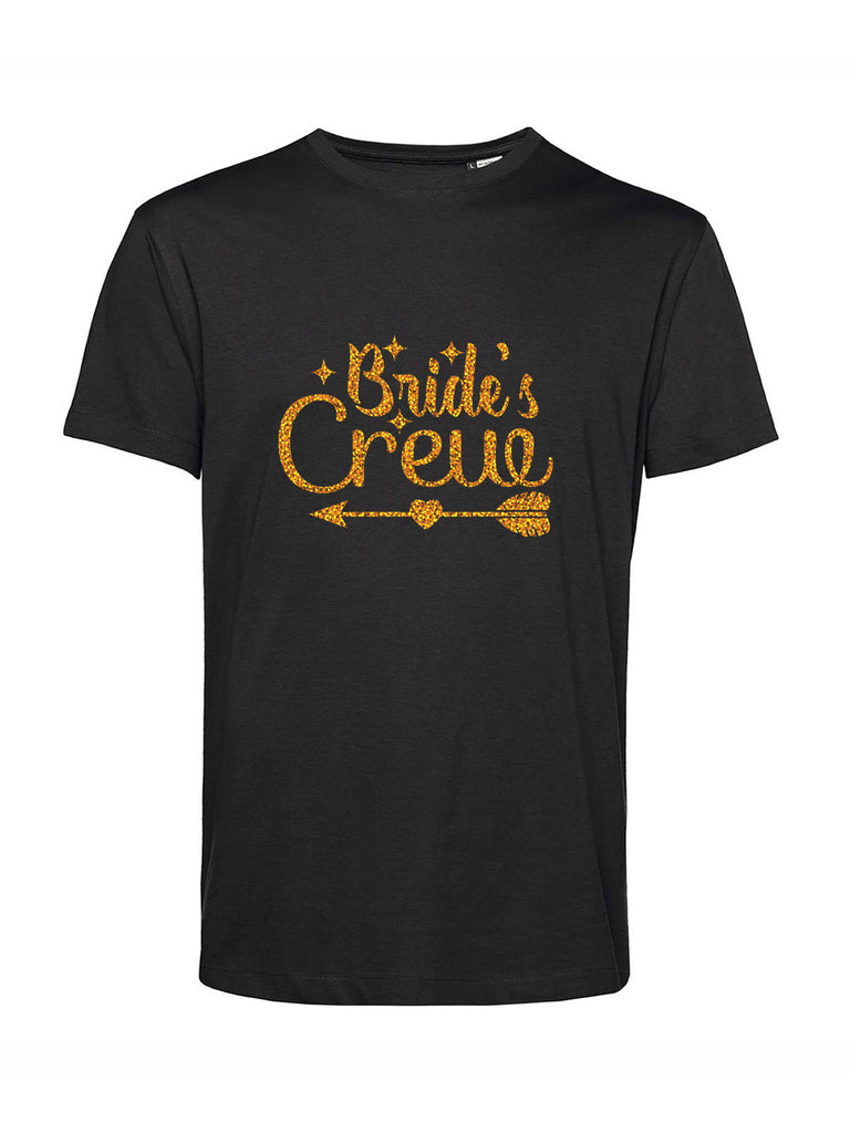 Maglietta addio al nubilato nera con scritta "Bride's Crew"